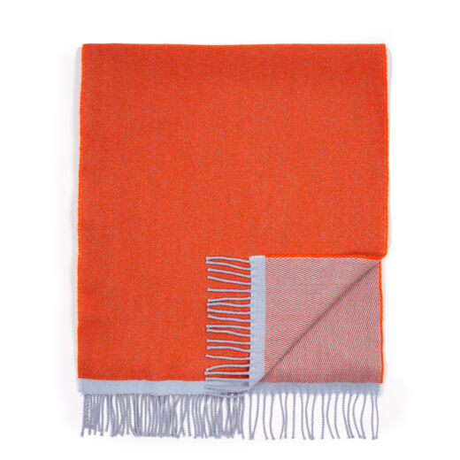Reversable orange and blue wool scarf